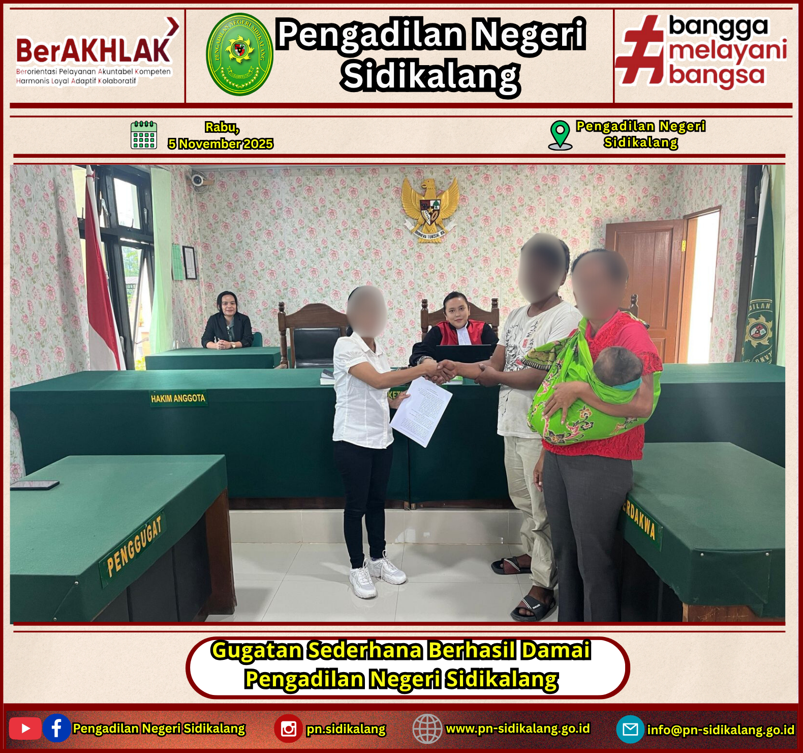 Gugatan Sederhana Berhasil Damai Pada Pengadilan Negeri Sidikalang